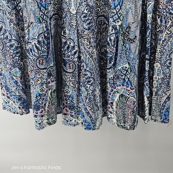 Catherine MaLandrino Blue Paisley Midi Skirt‎ Medium New - Picture 5 of 8